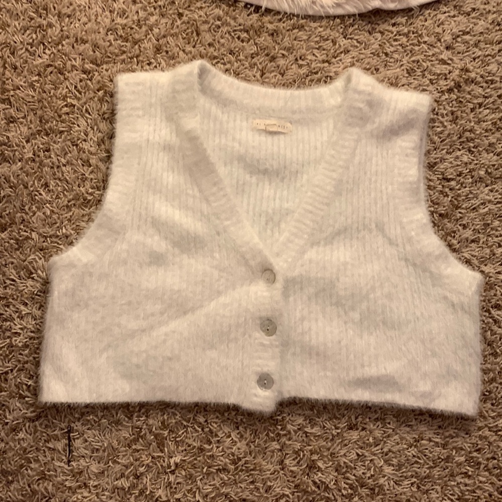 fuzzy old money sweater vest